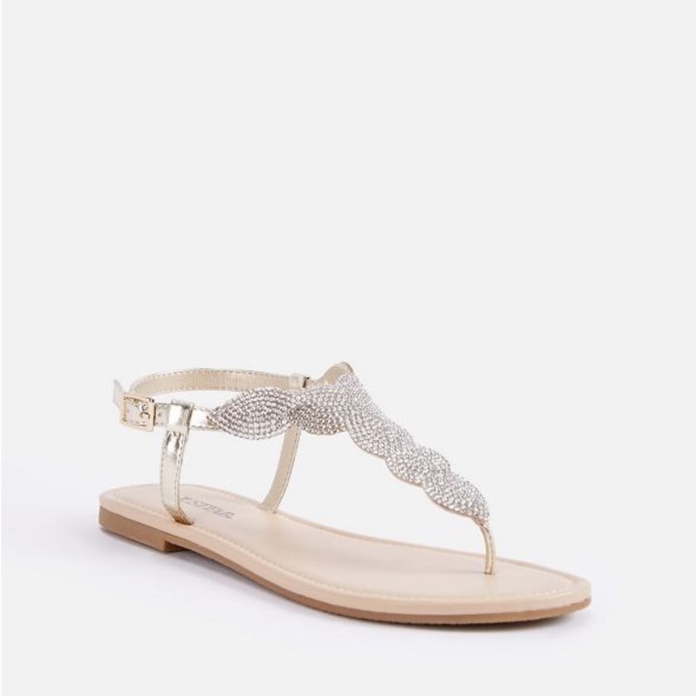Zenia Beaded T-Strap Sandal JustFab size 9